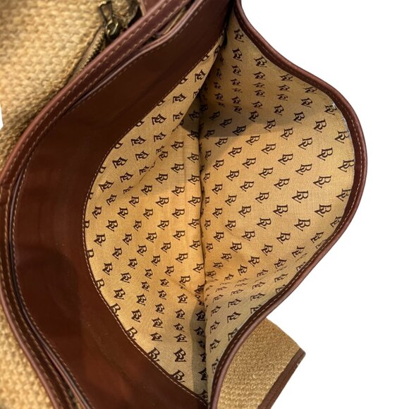 Bottega Veneta Raffia Crossbody Bag Brown Leather Trimmed w/Detachable Strap - Picture 5 of 7